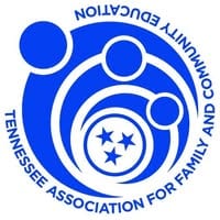 Blue logo with three stars inside a circle, surrounded by three dots and curved lines. The words Tennessee Association for Family and Community Education form a ring, highlighting their connection to the Quilt Show in Springfield TN.