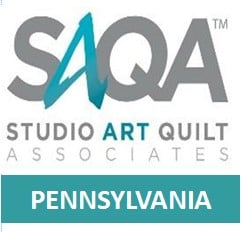Studio Art Quilt Associates (SAQA) Pennsylvania logo, representative of the quilt show in New Hope, Pennsylvania.